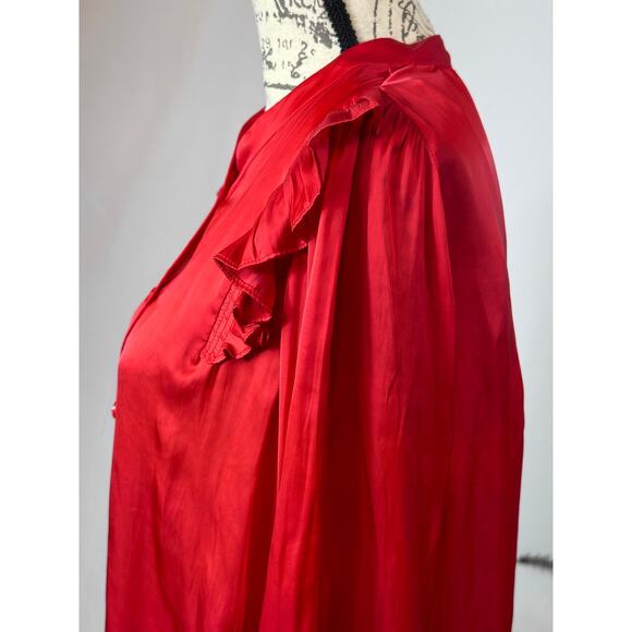 Zadig & Voltaire Tygg Satin Button Front Blouse Red  M - Picture 10 of 16